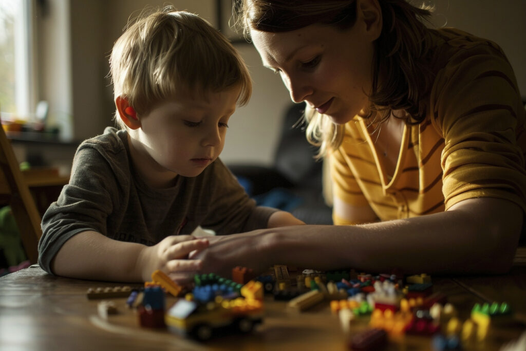 Criança brincando. Representação dos primeiros sinais do autismo.